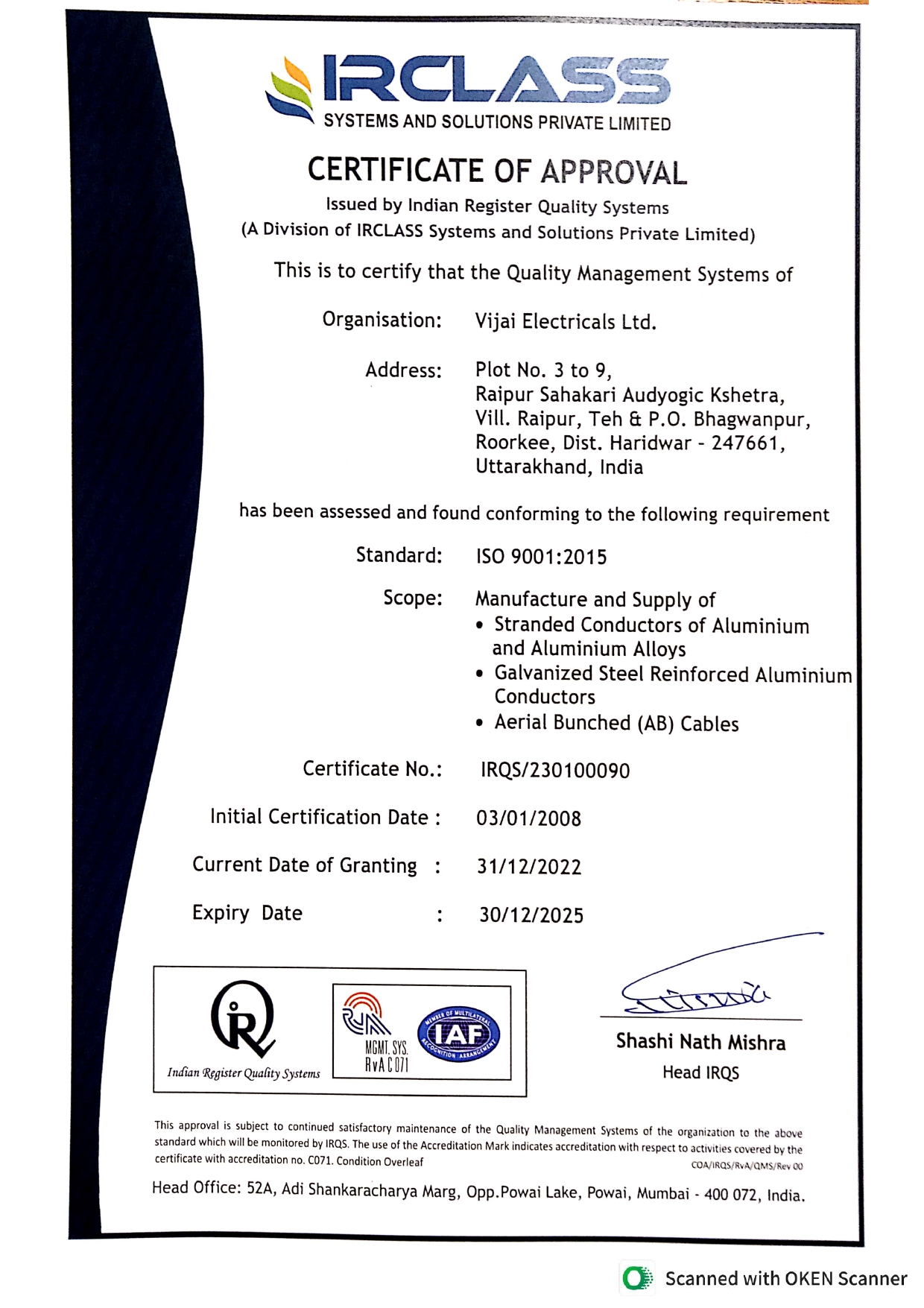 ISO 45001 Certificate